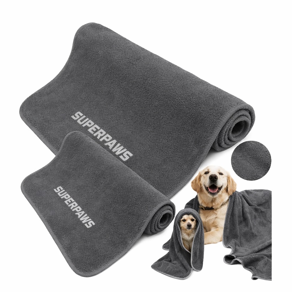 Dog Towels Pack of 2-55" x 28"Ultra Soft & Absorbent Bath Towel with 30" x 14" D